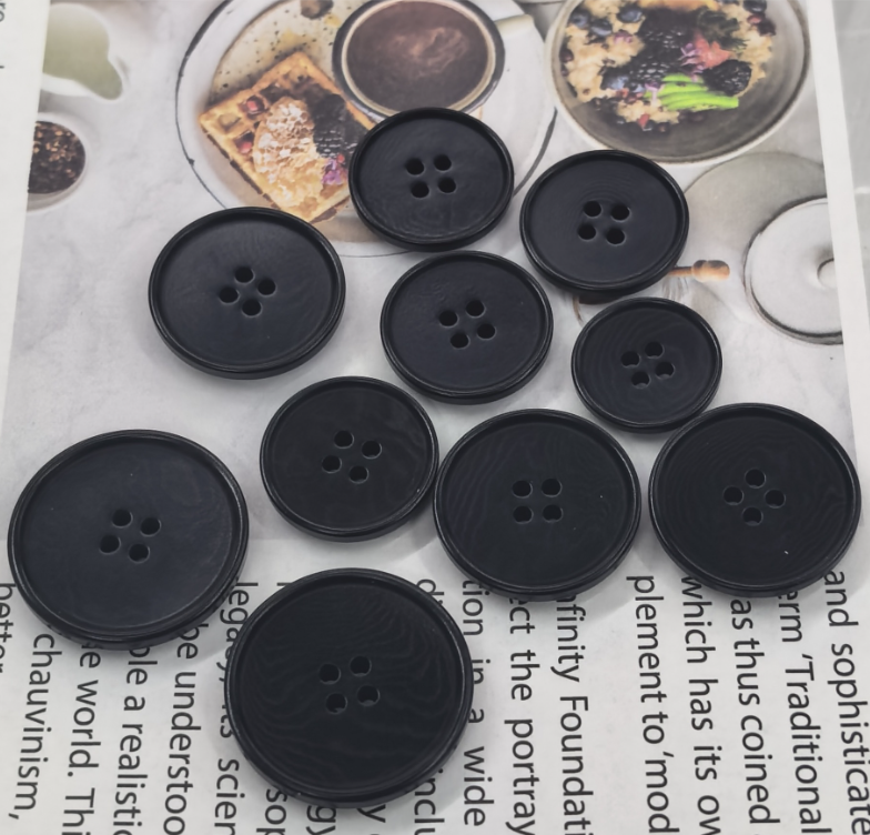 Black 4 Hole Round Sewing Button 20mm - Clothing Replacement Button