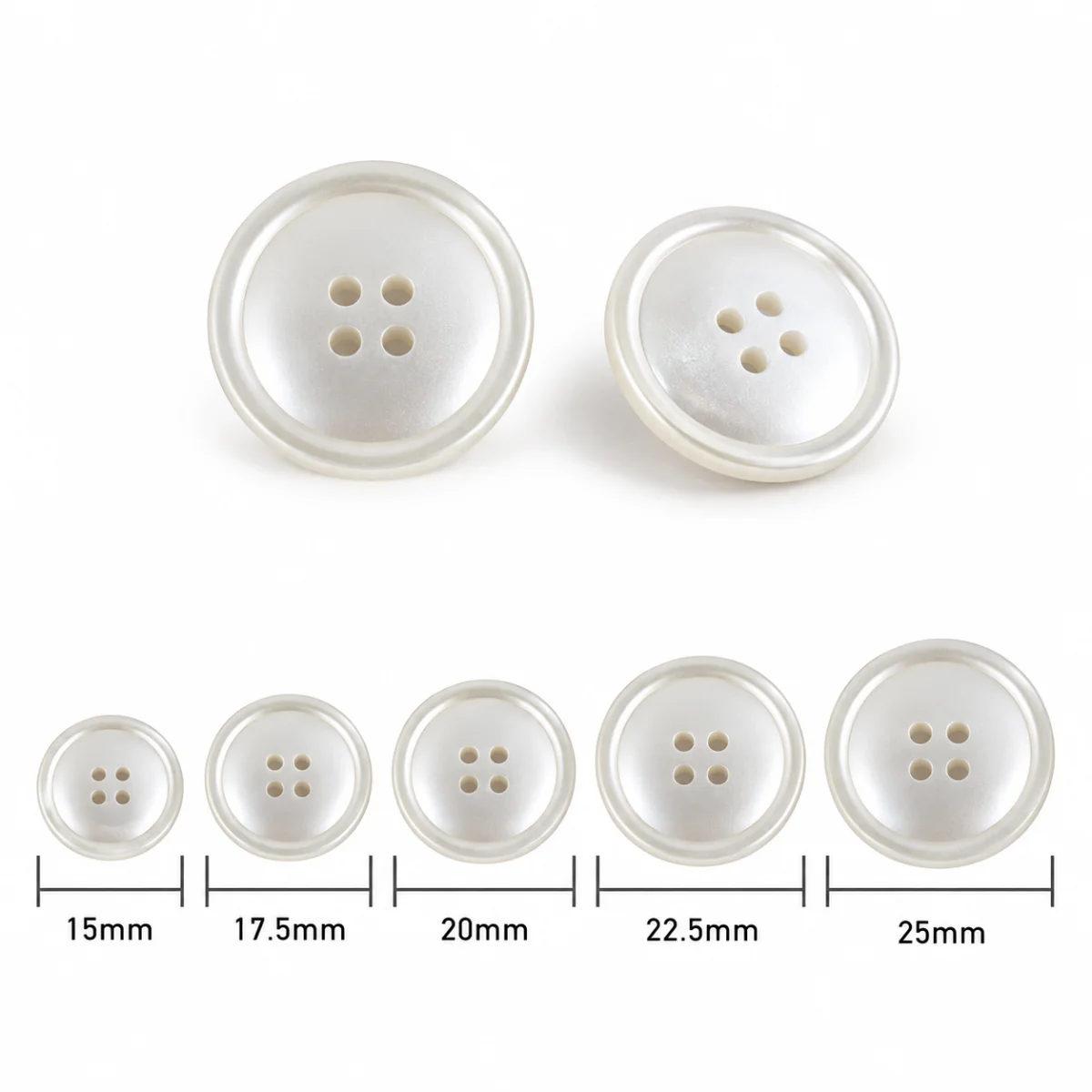 Pearl-Finish Four-Hole Resin Buttons — 10-Piece Pack | Ignisterra