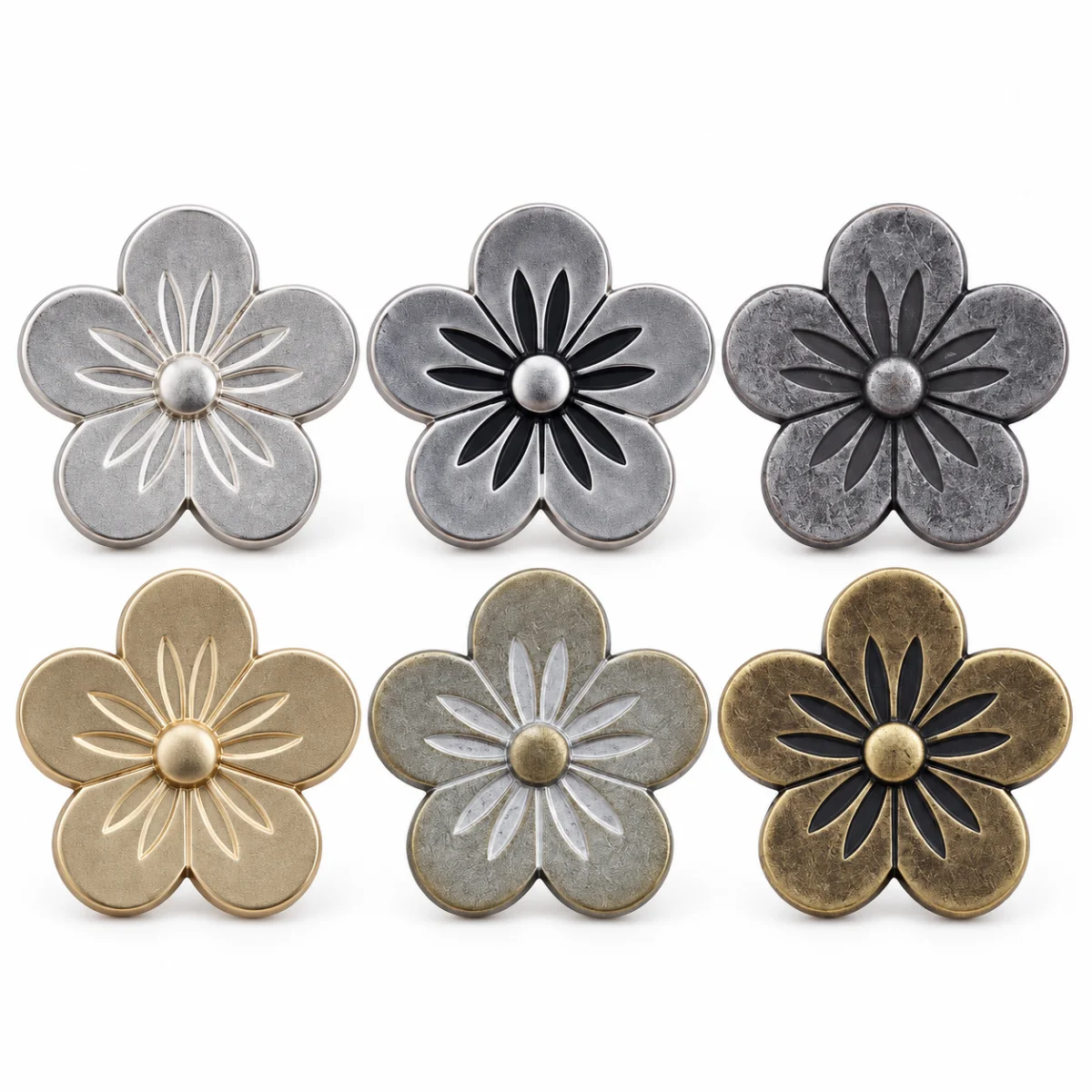 Vintage-Style Floral Metal Buttons — 10-Piece Pack | Ignisterra