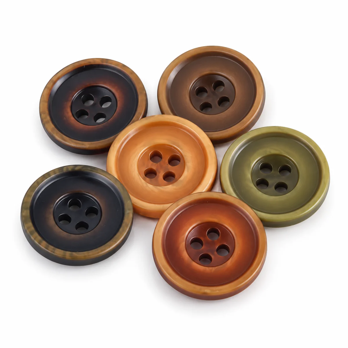 Vintage-Style Four-Hole Resin Buttons — 10-Piece Pack | Ignisterra