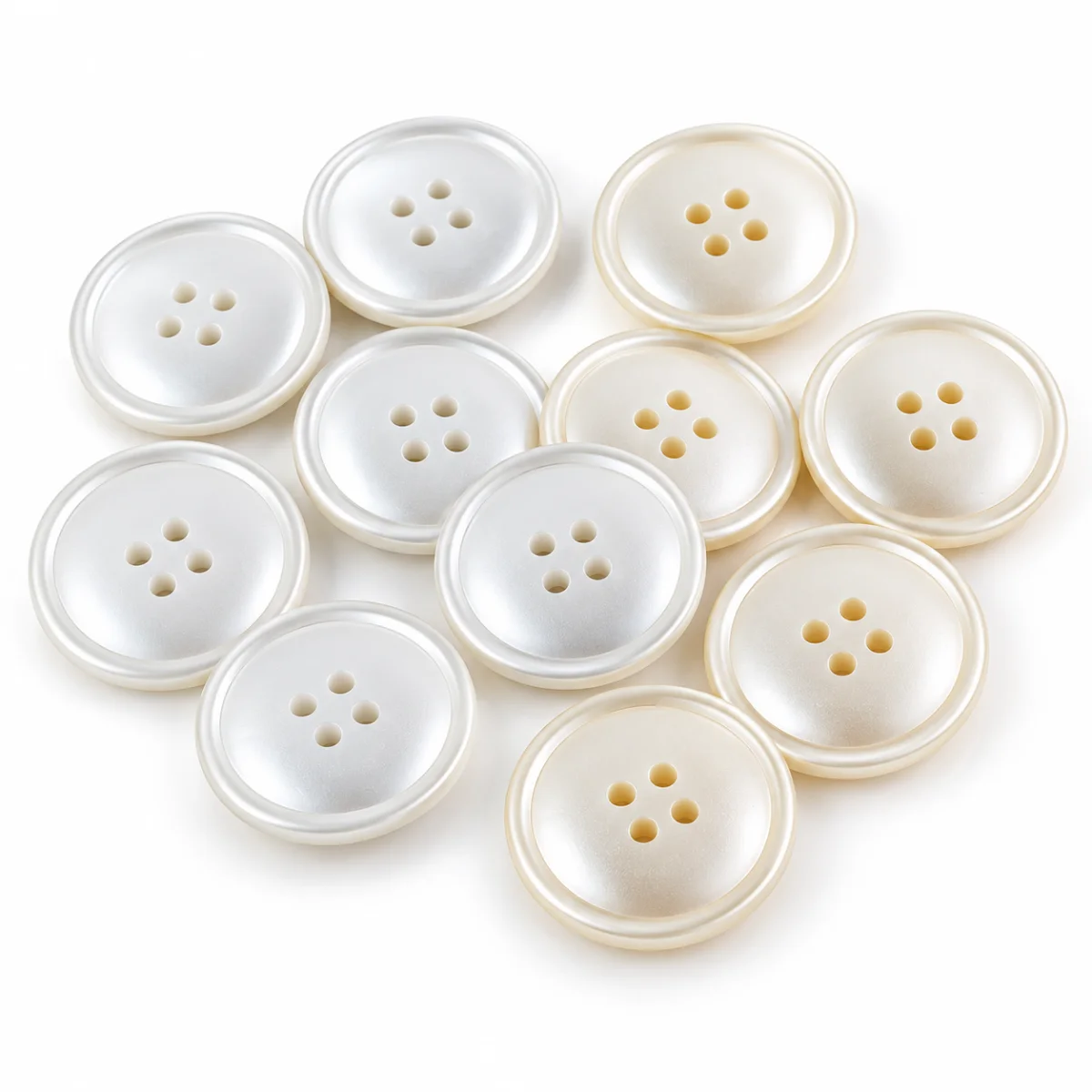Pearl-Finish Four-Hole Resin Buttons — 10-Piece Pack | Ignisterra